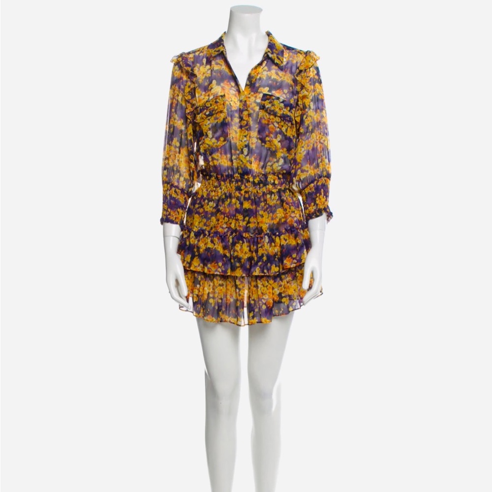 Riona Dress in Purple Yellow Floral MISA Los Angeles